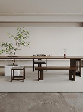 中式茶桌椅组合木大办板新功ONB夫泡茶桌公室实商务接待会客休闲