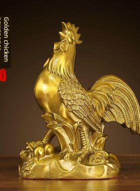 铜鸡饰品、纯铜鸡、十二生肖、大金鸡屋、正熙补缺角、家装吉祥物