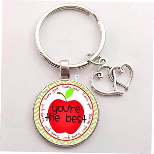Thank You Teacher Text Love Keychain Charm Glass Crystal Pen