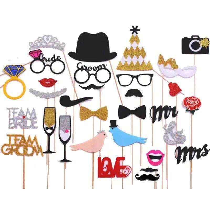 Creative Wedding Party Handheld Photo Props Bride and Groom - 实物图