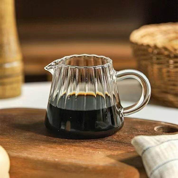 意式条纹小奶盅浓缩咖啡迷你奶缸耐热玻璃拿铁杯双嘴小奶杯耐高温