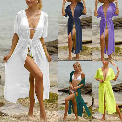 Women's beach sun protection cardigan, women's tie up
