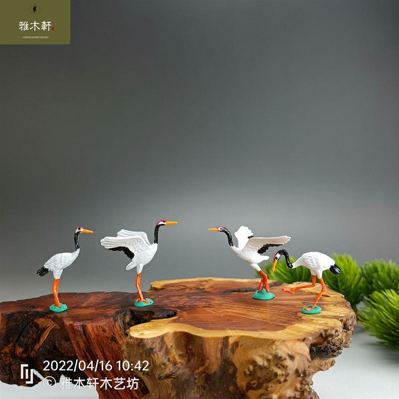 仙鹤摆件微缩饰品假山奇石盆景枯山水装饰模型拍摄道具迷你丹顶鹤