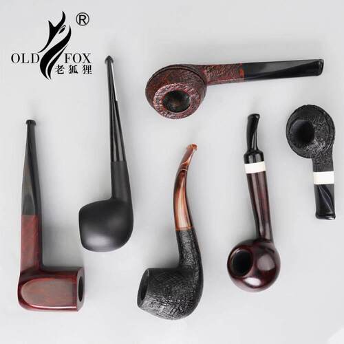 OLD FOX-老狐狸手工石楠木烟斗弯型木制旱烟斗自由式实木烟斗