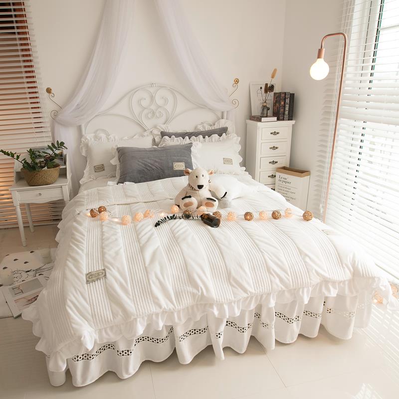 正品冬季加厚公主四风天鹅绒晶珊瑚绒保暖夹棉件套水1短毛绒.8m床