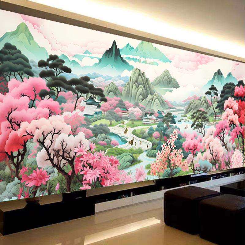 十字绣桃源人家新款线绣客厅办公室新中式风景山水画沙发背景46色