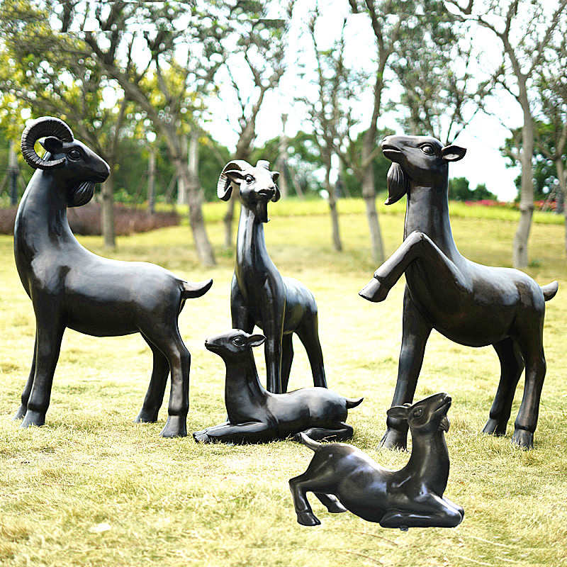 仿造景林卡景观装饰卡通户外模型铜小品羊庭院动物摆件通雕塑公园