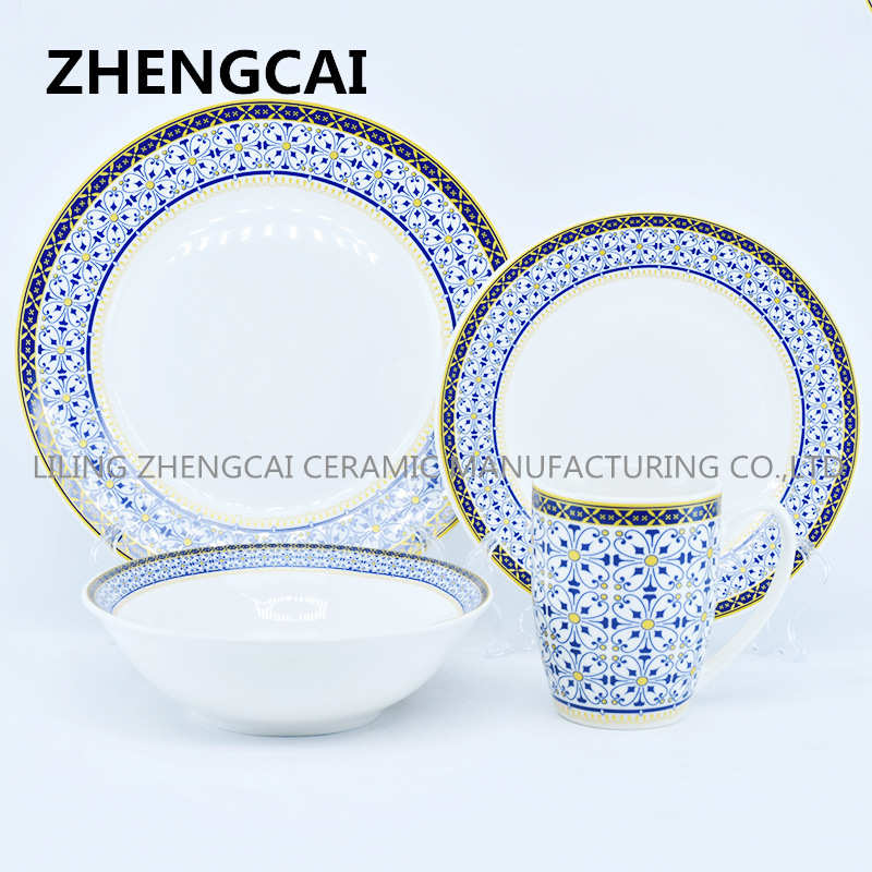 圣诞节出口产品四件套陶瓷餐具可定制logo/陶瓷碗碟套装