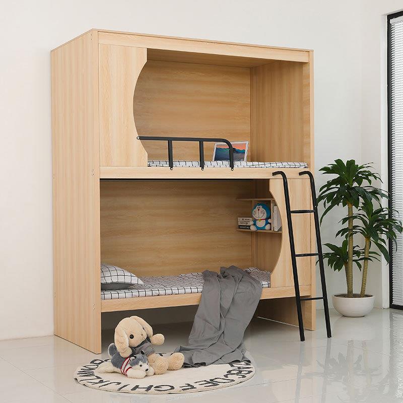 学生宿舍员层工公寓简约实木太空舱成床人PPT多功能低高上下双床