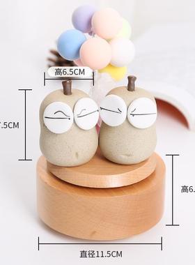 高档永不分原婚木精结致音乐盒创意新陶瓷情侣闺梨蜜礼物八音盒婚