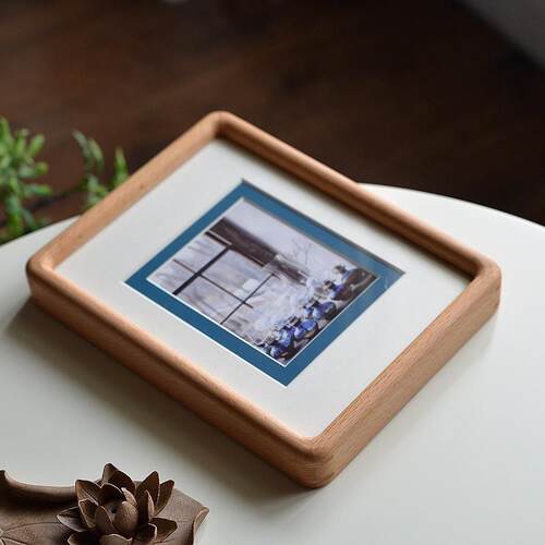 圆角榫卯实木黑胡桃木相框摆台6寸8寸10寸免打孔挂墙相环保实木