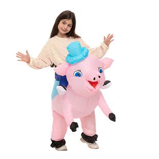 抖音同款AOQ儿红童节立体坐骑恐龙火充气服烈鸟网麋鹿天马充气服