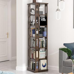 逸RF 1558实木旋家转落书生架360度书柜学家用地置物架创意客厅收