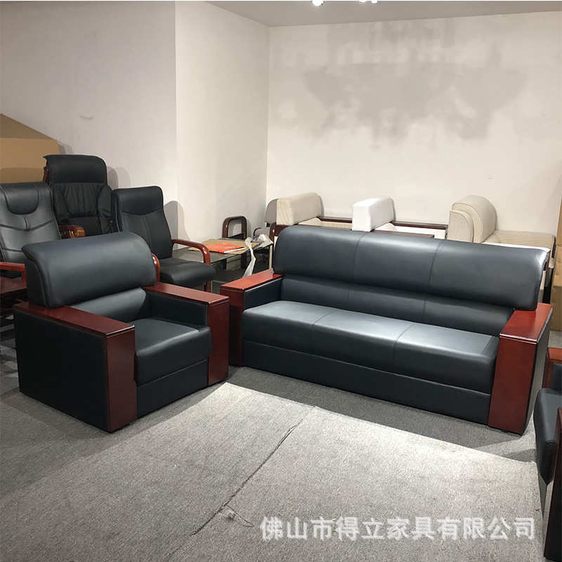 厂家批发办公沙发茶几组合现代简约商务小型接待会客室三人位沙发