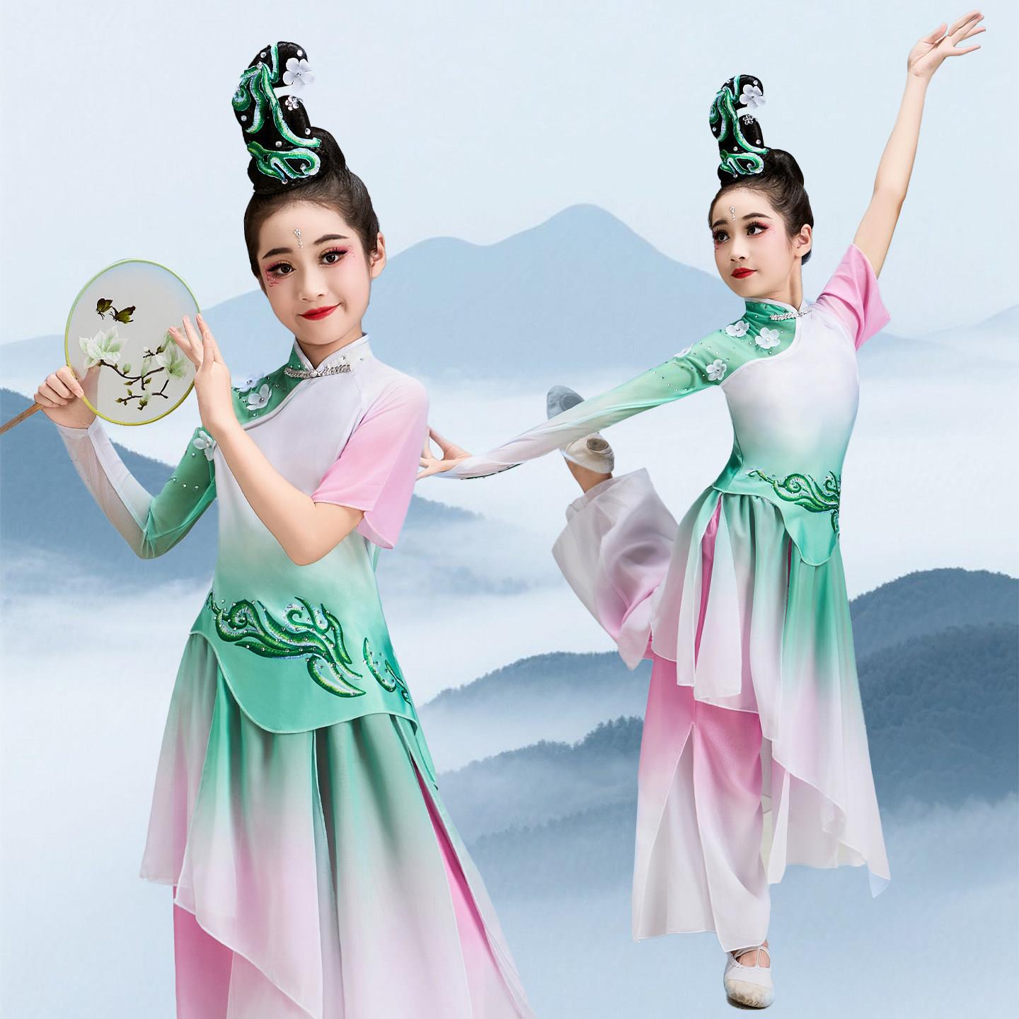 儿童新款胶州秧歌服女演出服剧目春光中国风艺考古典扇子舞蹈服装