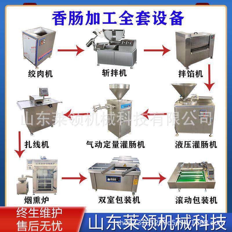 连续式双管腊肠灌制机器全自动香肠灌肠设备小型鱼肠液压灌肠机