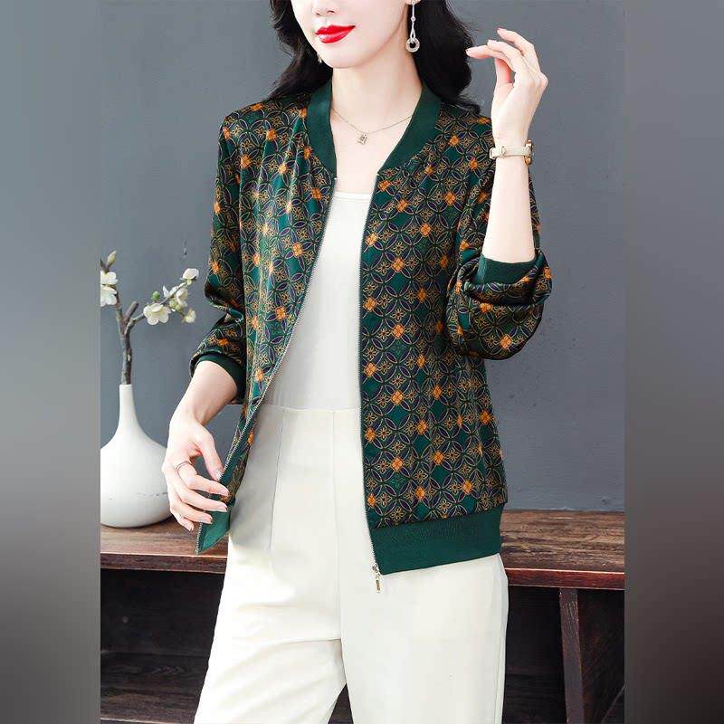 潮牌中年妈妈时尚休闲棒球服短外套女春秋季新款复古气质夹克上衣