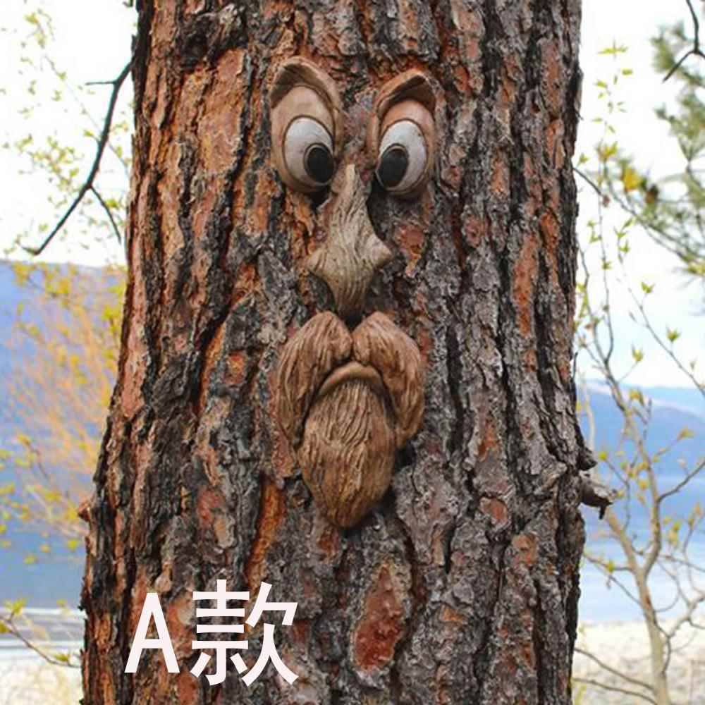 跨境 户外花园装饰创意树脸怪挂件五官趣味树脂摆件复活节装饰