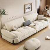 意式 轻奢极简猫抓皮沙发客厅简约家用小户型现代大直排奶油风沙发