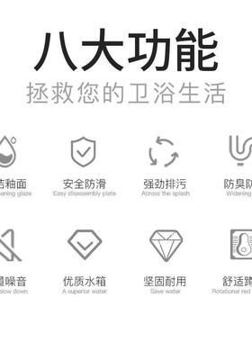 家用灰色防臭蹲坑式陶瓷带存水弯感应式水箱套装卫生间
