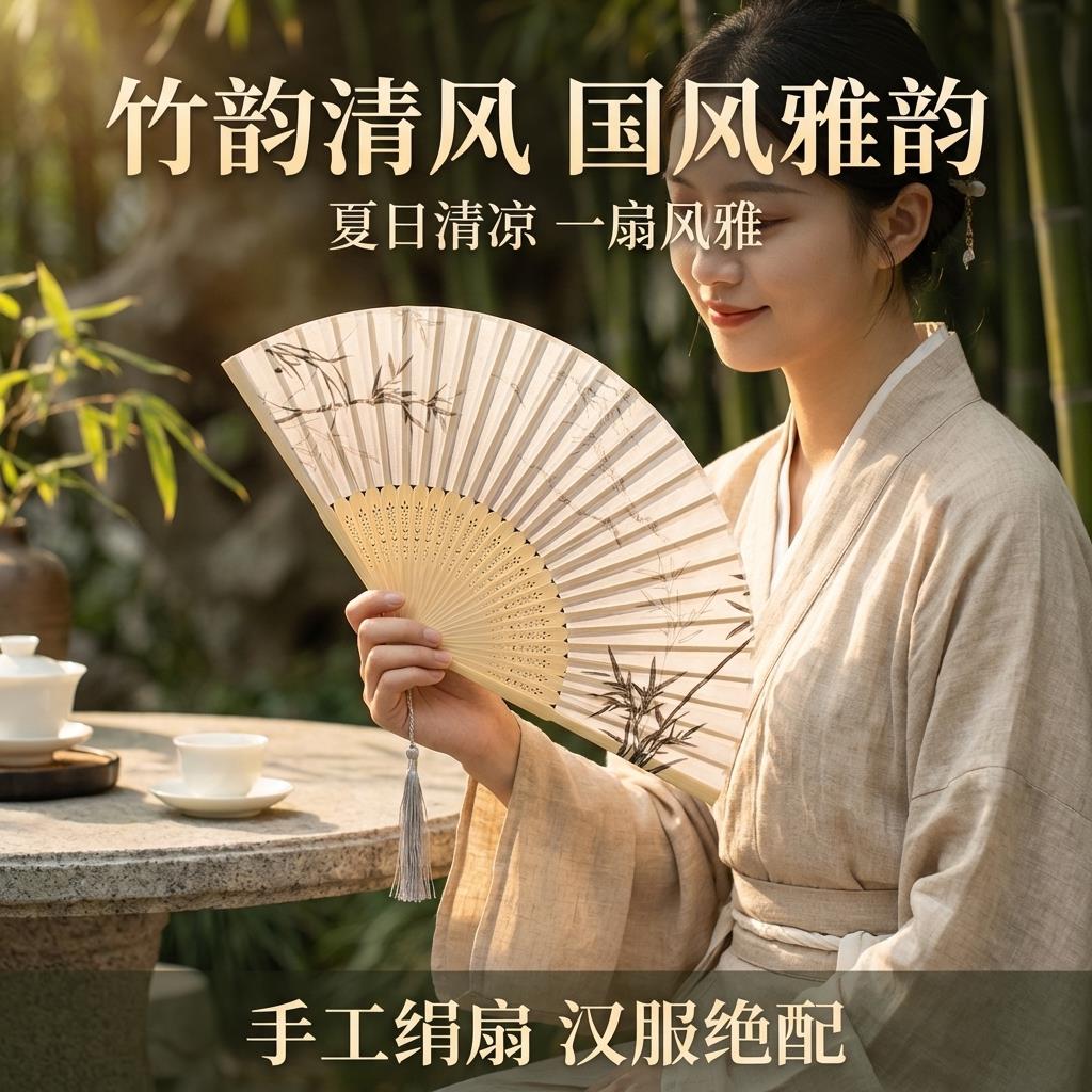 新中式扇子夏天轻便随身携带古风国风汉服旗袍折叠扇子舞蹈扇子图片