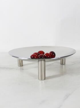 现代简约创意不锈钢圆形镜面托盘收纳软装摆件客厅茶几桌面装饰品