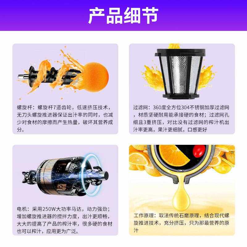 新款直销跨境新款慢速榨汁机水果全自动榨汁果汁机商用小型家用原