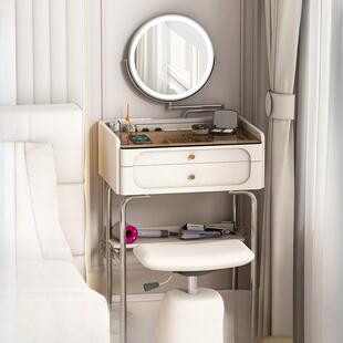 奶油风化妆桌梳妆台小户型卧室50cm超窄化妆台40公分迷你70厘米长