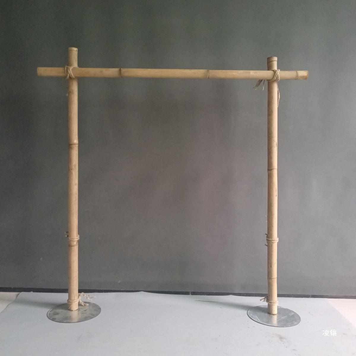 新款婚庆竹子背景架迎宾架纱幔古风美陈装饰落地竹筒立式竹竿架子