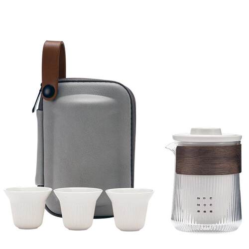 德化陶瓷 旅行茶具收纳 快客杯套装随身户外便携简约防烫一壶三杯