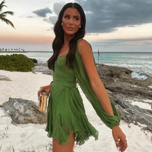 Women's off shoulder sleeve collar dress