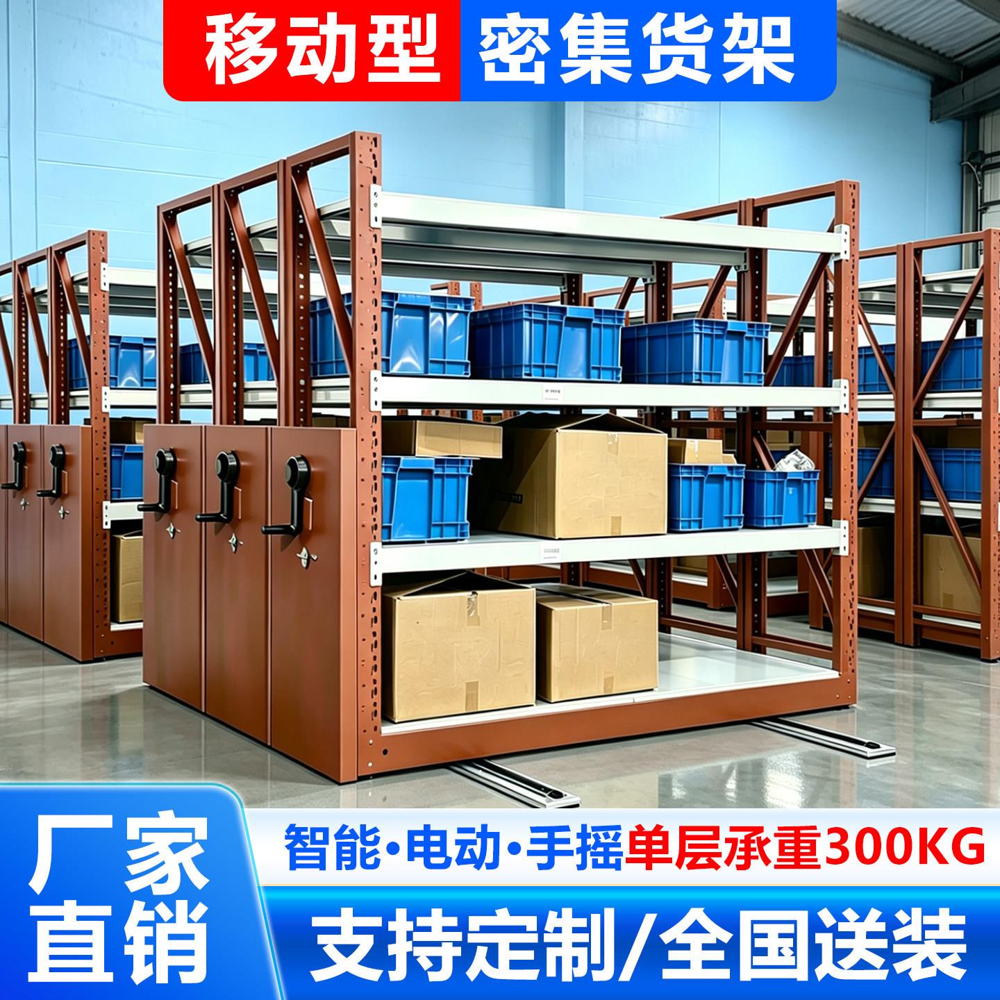 智能移动货架仓储库房重型手摇式货架轨道密集货架汽车轮胎置物架图片
