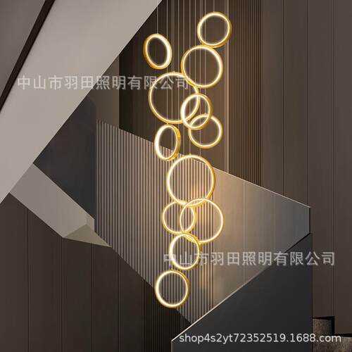 现代t简约公寓lo30700f复楼大吊别墅挑空客厅长吊灯旋灯转楼梯式