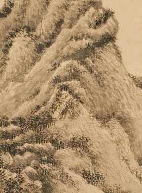 元王蒙夏日山居图纸本设色真迹高清微喷打印临摹画稿范本装饰画心