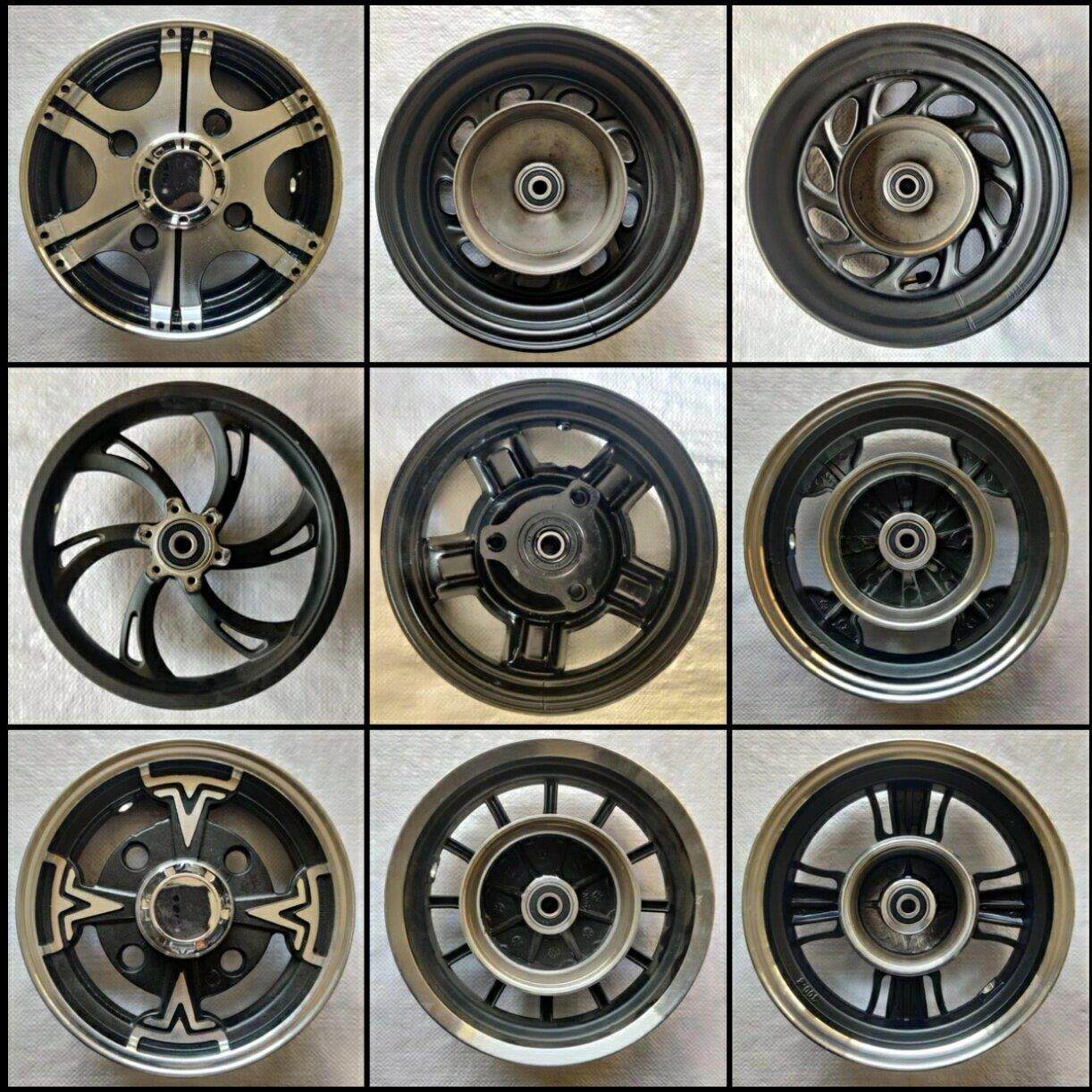 电动车三轮车300-8寸鼓刹碟刹加厚铝合金前轮毂275-8四孔偏轮钢圈