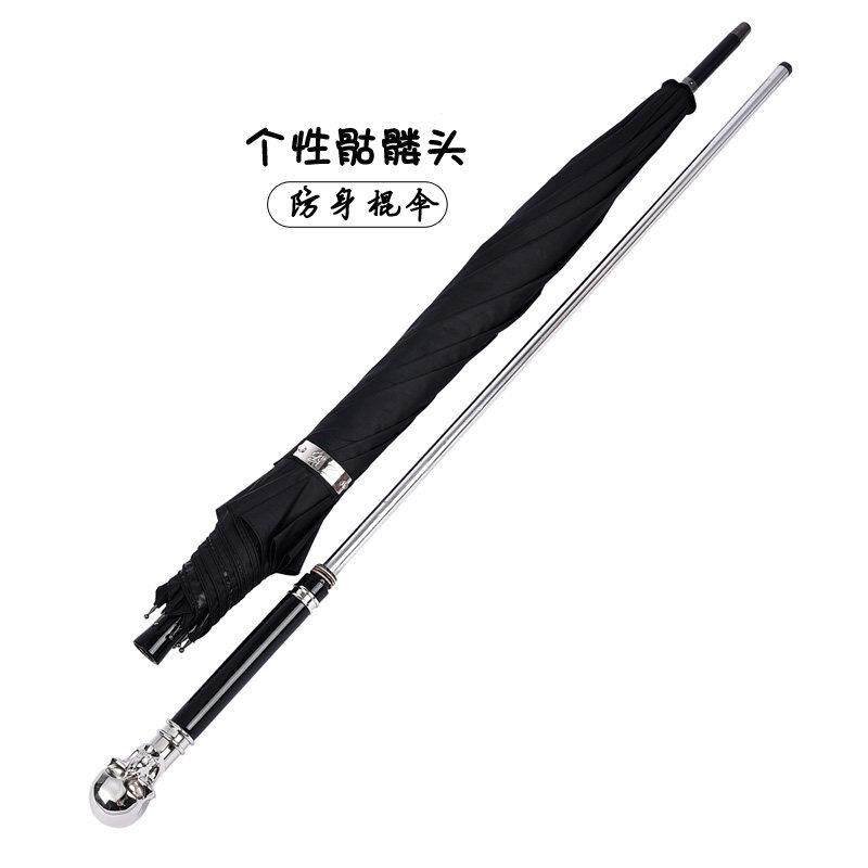 防身剑伞创意个性骷髅头晴雨黑胶遮太阳防晒可拔出拐杖伞剑未开