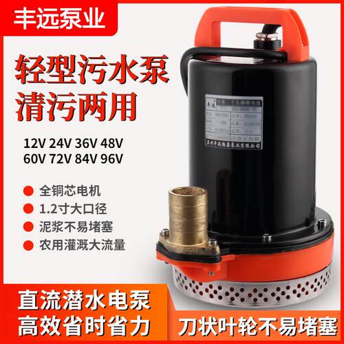 丰远水泵12v24v36v48v60伏直流电瓶车小型污水抽粪泥浆泵农用灌溉