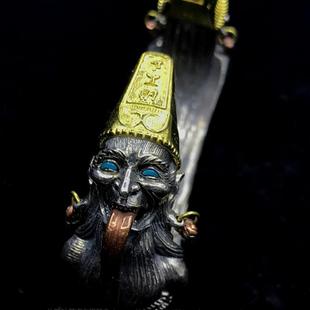 新款 霸气黑白无开2口手镯S太95纯银七爷一见常生财八爷天下平 男款