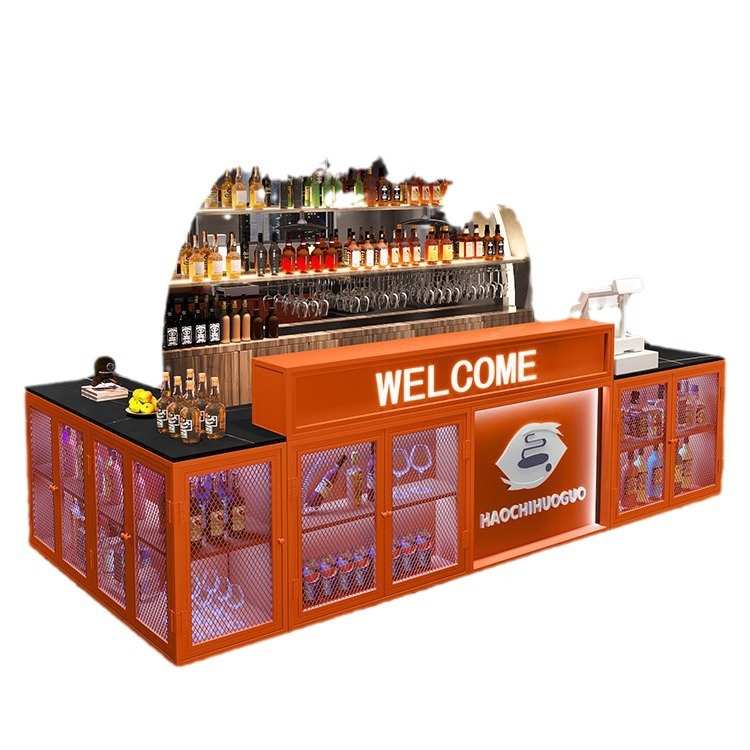 铁艺工业风吧台收银台网红潮店台球厅奶茶店转角前台健身房接待台