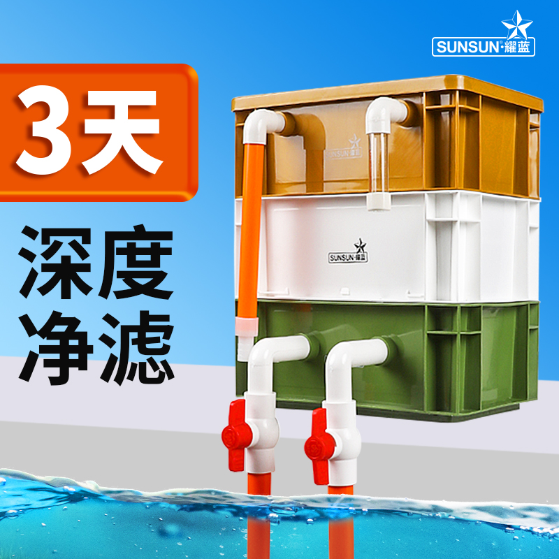 森森周转箱过滤箱鱼缸鱼池过滤器水循环系统整套上滤滴流盒过滤盒