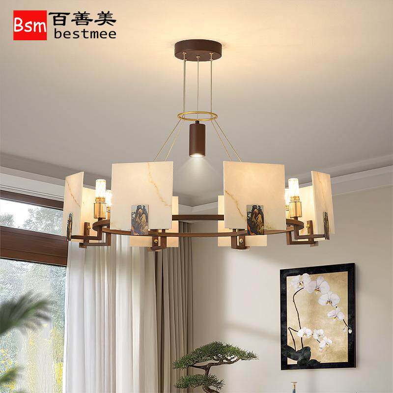 简约新中式客厅灯大气新款餐厅房间灯led吊灯样板间茶楼大厅灯具