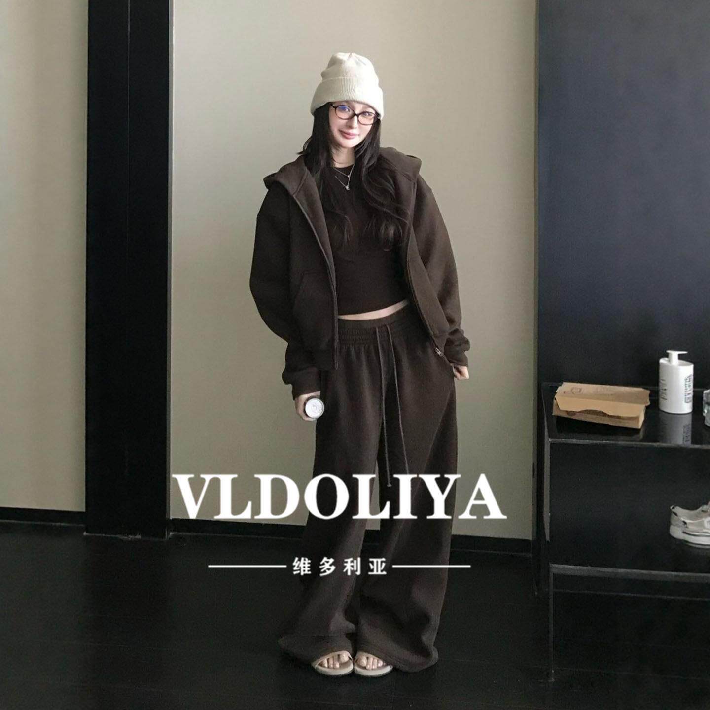 VLDOLIYA维多利亚运动服套装女2026春秋时尚连帽卫衣阔腿裤两件套