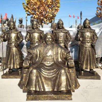 铸铜成吉思汗雕塑户外古代蒙古历史人物可汗铁木真铜像摆件