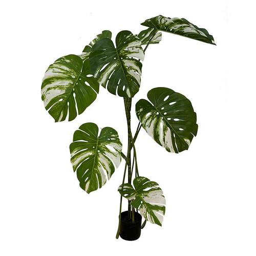 楼夏家白锦龟背竹仿真绿植客厅装饰摆件轻奢假树大型仿生植物盆栽