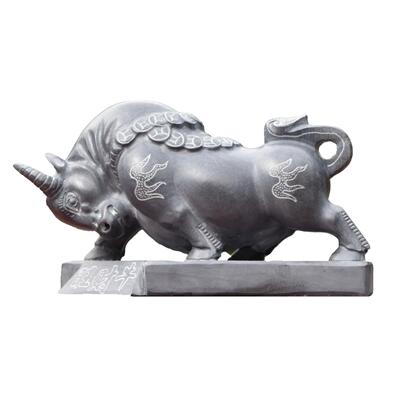 石雕石头青石牛摆件客厅门前生肖看门小石牛一对原石雕刻家居装饰