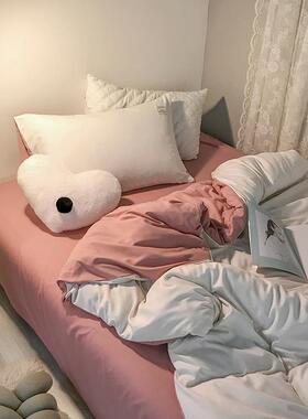 韩BHK式简约灰色泡被套单极简现泡代风色床水洗纯棉四件套宿舍三