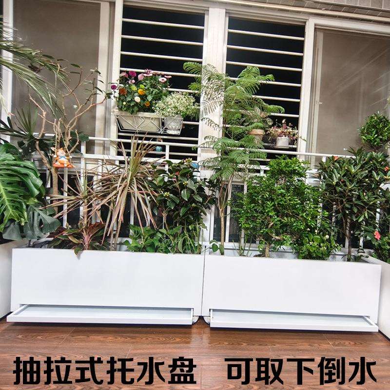 室内不锈钢带接水盘加轮子可移动花箱阳台客厅办公室种植箱可