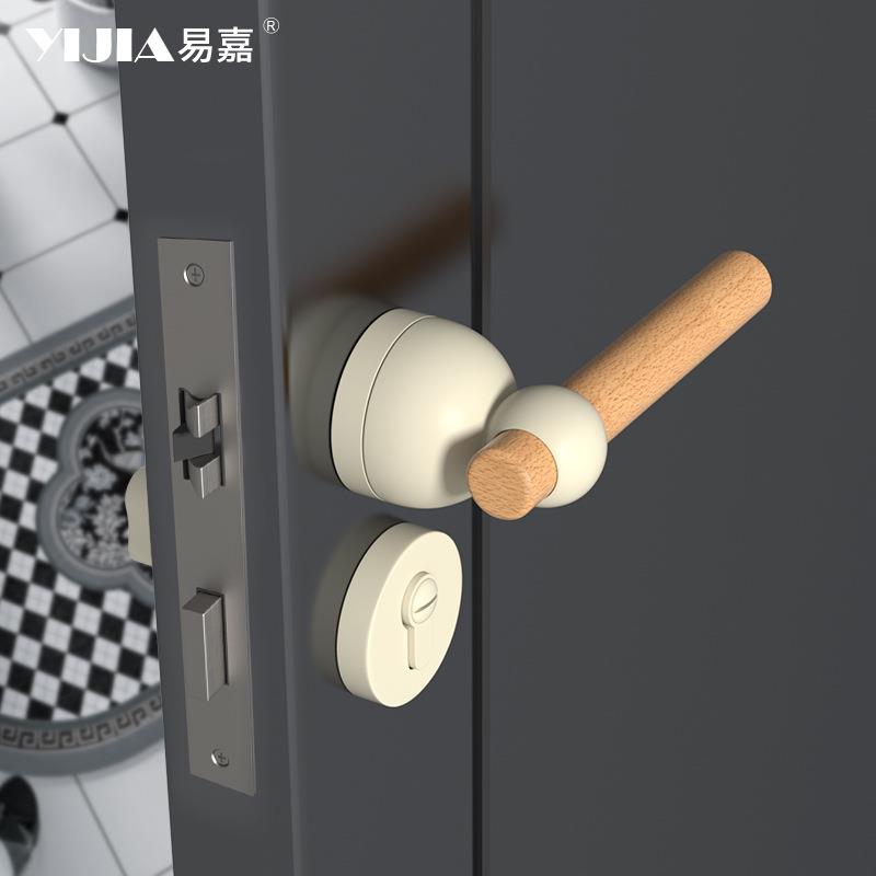 奶色58F60/58门锁通用型锁室门内卧室房房间门白分体磁吸静音门锁