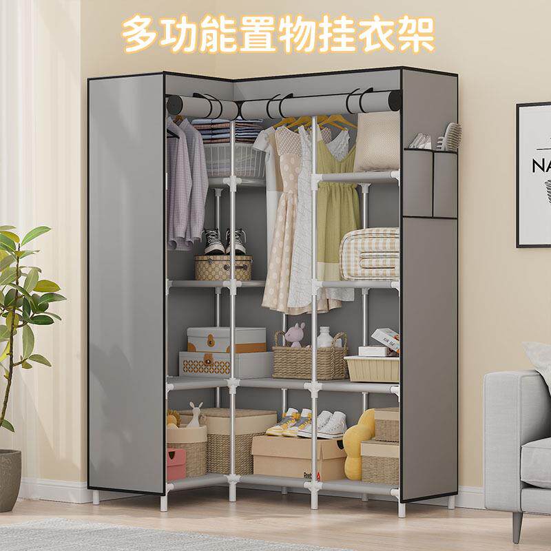 跨境希音TEMU防尘衣柜多层镀锌管简易组装衣橱多功能无纺布置物架