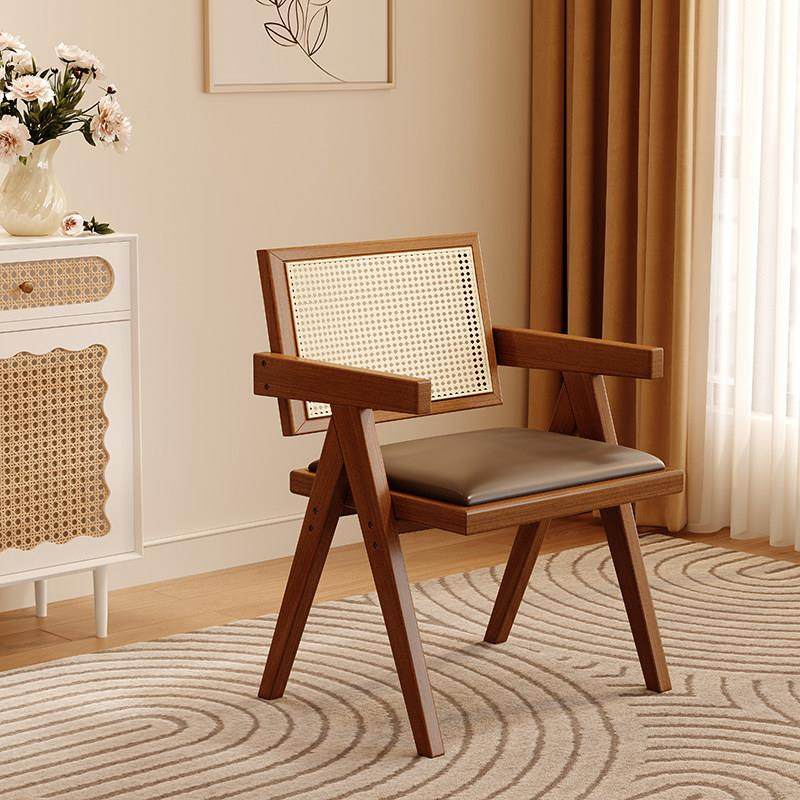 实木餐椅家用昌迪加尔椅中古风扶手椅子咖啡店简现代休闲 藤椅,住宅家具,餐椅,淘宝优惠券,粉丝福利购,淘宝优惠卷